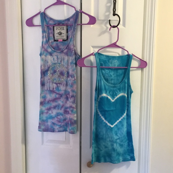 NWOT Delia’s Turquoise Blue tie-dye PEACE tank- XS - Picture 9 of 9